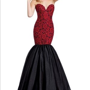 Mermaid prom dress with lace and beading